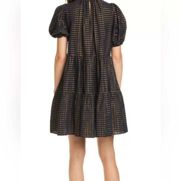 NWOT ULLA JOHNSON Midnight Navy Gold Dion Babydoll Dress 2 RARE - Picture 3 of 15